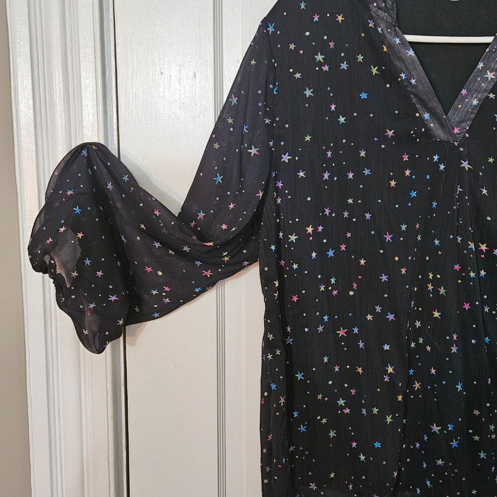 Cosmic Starry Long Sleave Shear Shirt Sz XL Polyester Spandex - Picture 4 of 8